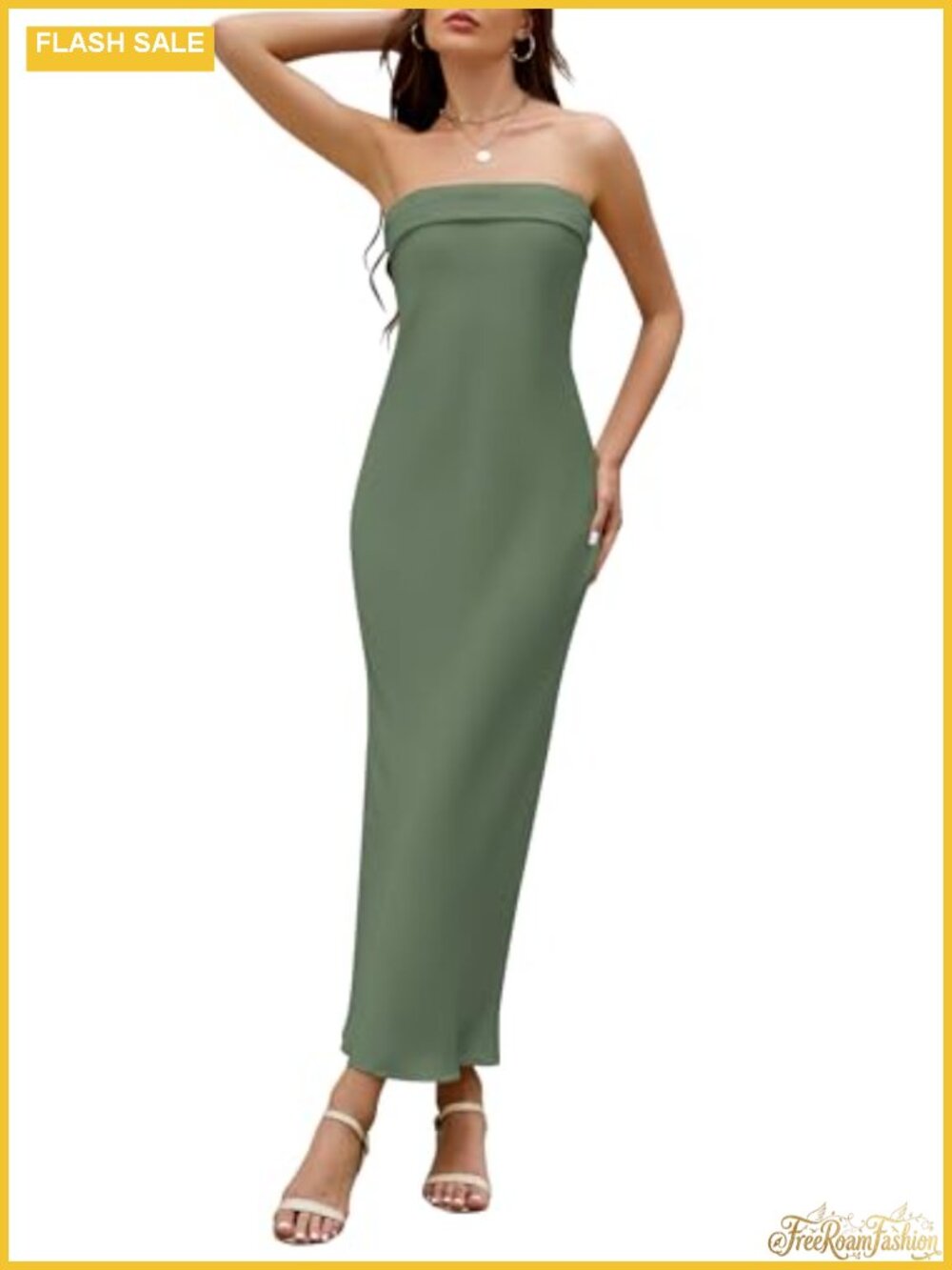 Silk Strapless Backless Bodycon Maxi Dress Formal